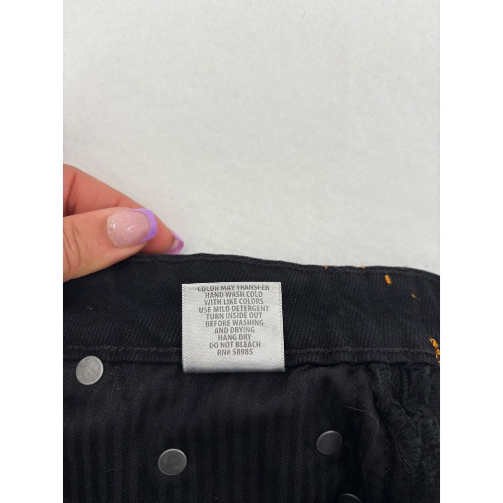 Carmar Denim Mini Skirt Womens 26 Black Orange Racing‎ Stripe Side Zip Raw Hem - Picture 5 of 12